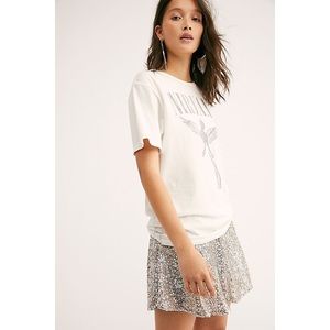 Free People Silver Metallic Sequin Trumpet Skirt